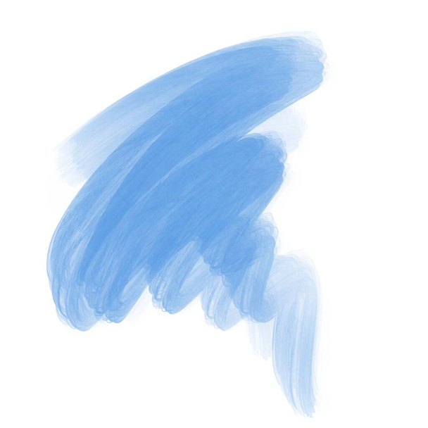 Kék akvarell folt ecsettel. Kék ég háttér. fehér alapon izolált kék toll. - Fotó, kép