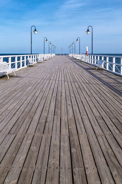 Old wooden pier in Gdynia, Baltic Sea coast - Photo, Image