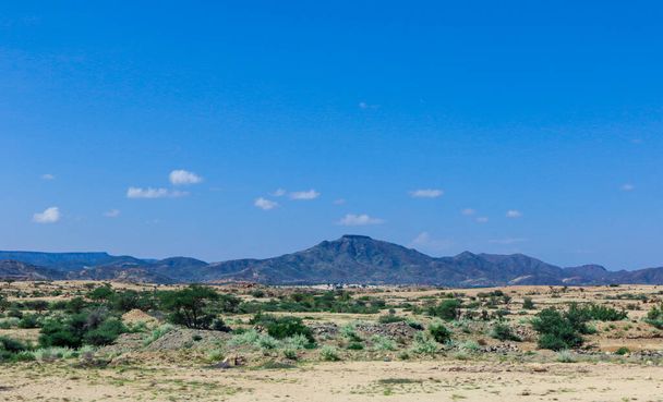 Laas Geel, Somaliland - November 10, 2019: Panoramic View from the Las Geel Caves to the Around Valley - Photo, Image