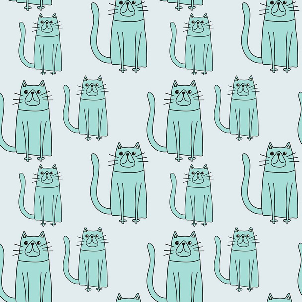 Animals seamless cats pattern for fabrics and textiles and packaging and gifts and cards and linens and kids - Fotoğraf, Görsel