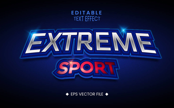 Editabile effetto testo estremo sport, stile 3d con argento, colore blu e rosso. - Vettoriali, immagini