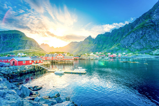 A falu neve "A" a Lofoten Norvégia  - Fotó, kép
