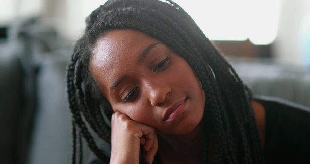 Bored black teenager African girl thinking - Zdjęcie, obraz