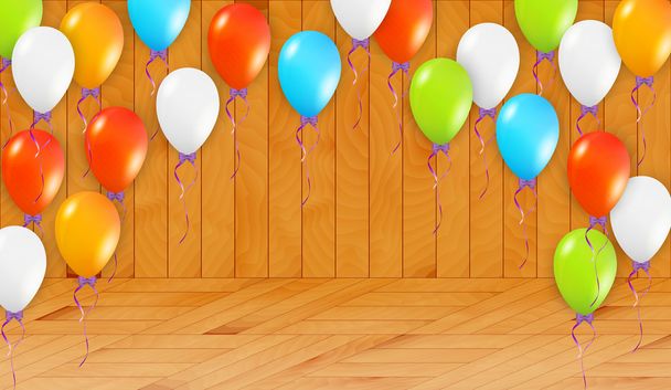 balões em sala de madeira
 - Vetor, Imagem