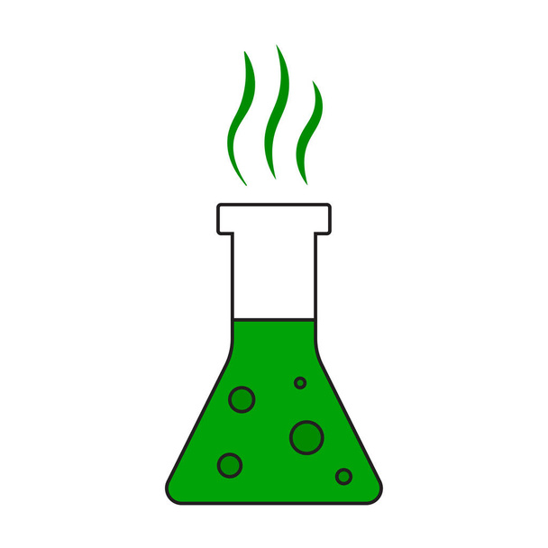 Flat flask with green liquid for medical design. Vector illustration. stock image. - Vector, Image