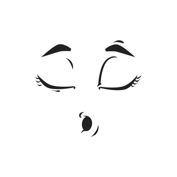 Γελοιογραφία σφύριγμα ή τον ύπνο πρόσωπο, emoji διάνυσμα, αστεία έκφραση του προσώπου με κλειστά μάτια και ελαφρώς ανοιχτό στόμα. Συναίσθημα χαρακτήρα, συναίσθημα που απομονώνεται σε λευκό φόντο - Διάνυσμα, εικόνα