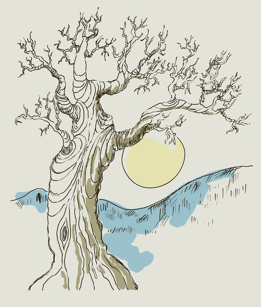 Hand drawn tree symbol isolated vector illustration - Вектор,изображение