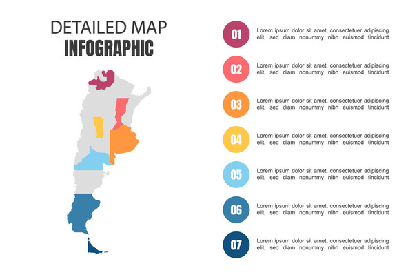 Carte détaillée moderne Infographie de l'Argentine - Vecteur, image
