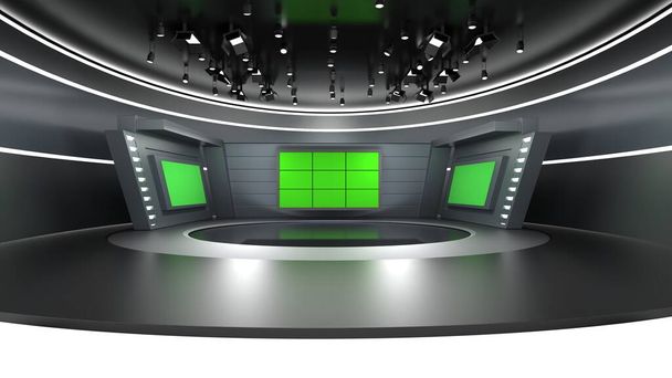 Estudio de noticias, telón de fondo para programas de televisión .TV en Wall.3D Virtual News Studio fondo, ilustración 3d - Foto, Imagen