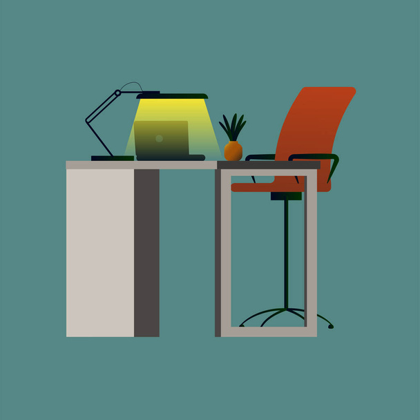 illustration of office desk interior - Vector, Imagen