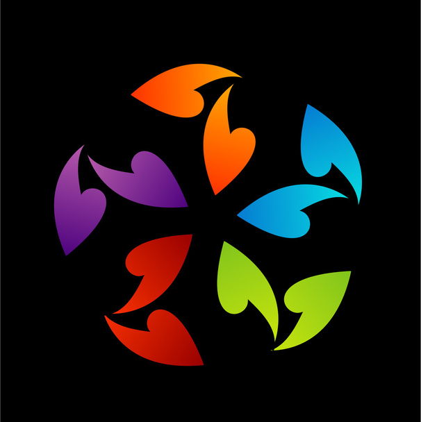 Rainbow colored floral design element or logo for web use - Vetor, Imagem