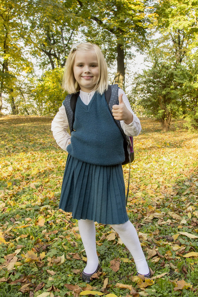 schoolgirl walks in the park - Zdjęcie, obraz
