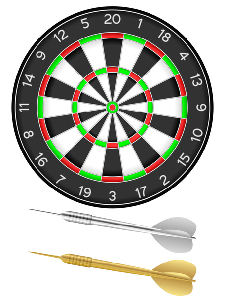 dartboard and darts - Вектор,изображение