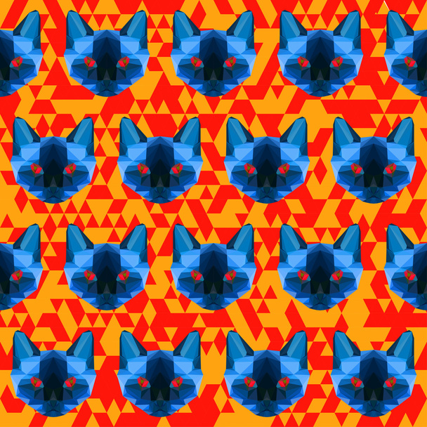 Luminoso blu colorato astratto triangolo poligonale modello siamese gatto senza soluzione di continuità
 - Vettoriali, immagini