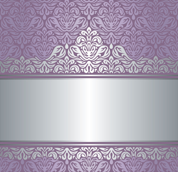 Shiny violet & silver pattern  vintage invitaton background - Vector, Image