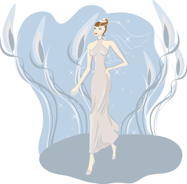 A girl in a bridal dress - Vector, Image