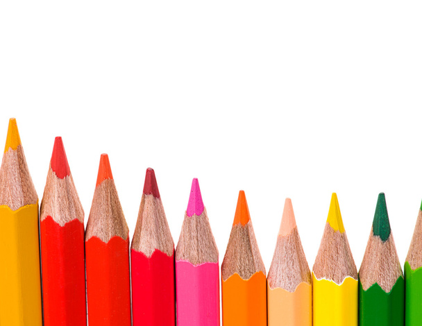 Multicolored pencils on white background - Foto, Imagem