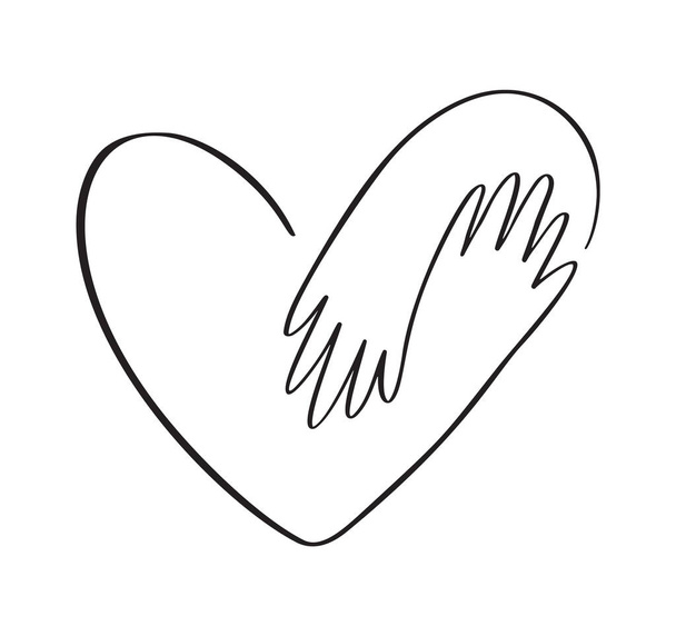 Ikona wektor ręce obejmujące serce z logo miłości. Pomysł na darowiznę i pomoc. Zakończyć wojnę na Ukrainie. Ilustracja obejmująca symbol miłości - Wektor, obraz