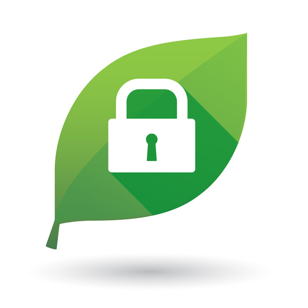 Ícone de folha verde com um lockpad
 - Vetor, Imagem