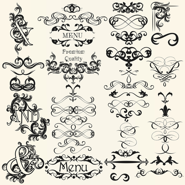 Collection of vector calligraphic elements for design - Vettoriali, immagini