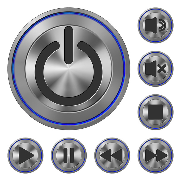 Metallic Icons Media Player - Vector, Image