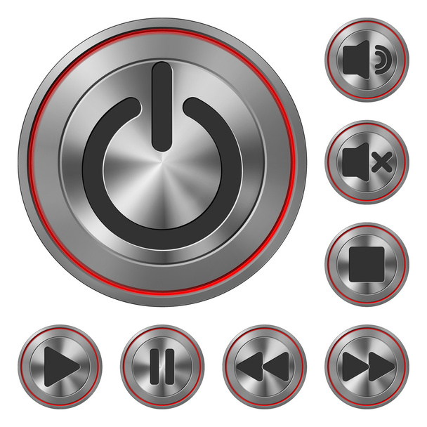 Iconos metálicos Reproductor de medios Rojo
 - Vector, imagen