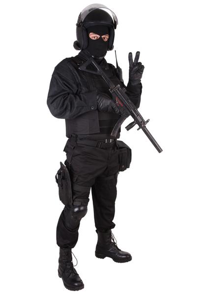 special forces sodier in black uniform - Fotografie, Obrázek