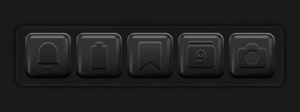 Black Mini Set of 3d Icons  - Διάνυσμα, εικόνα
