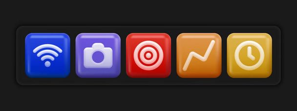 3d App Icons Set. Basic UI Buttons  - Vector, Image