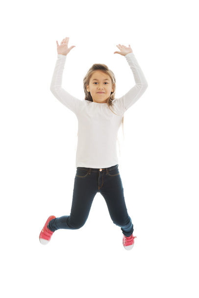 Girl jumping with joy - Фото, зображення