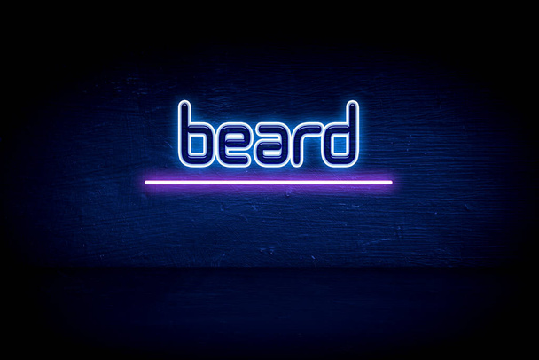 Beard - blue neon announcement signboard - Foto, imagen