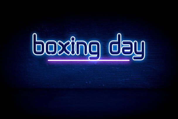 День боксу - блакитний неоновий рекламний щит. - Фото, зображення