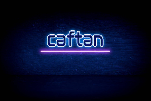 caftan - niebieski neon ogłoszenie signboard - Zdjęcie, obraz