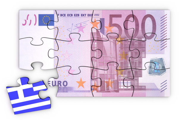 puzzle 500 euro poznámky a řecké kus - Fotografie, Obrázek