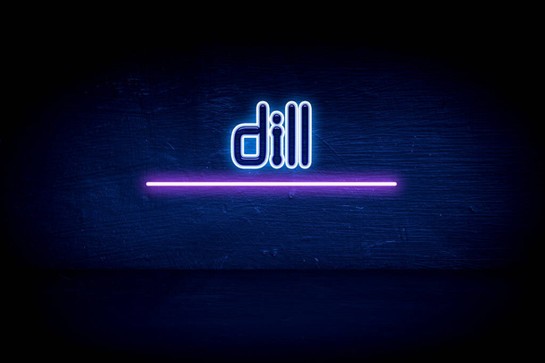 dill -青いネオンサイン - 写真・画像