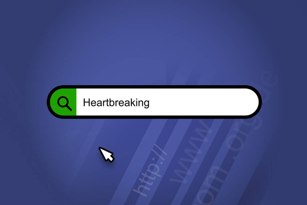 Heartbreaking - μηχανή αναζήτησης, γραμμή αναζήτησης με μπλε φόντο - Φωτογραφία, εικόνα