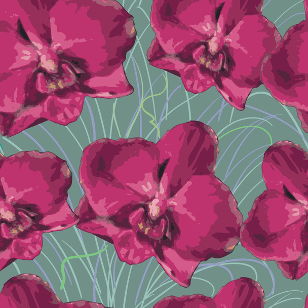 seamless pattern with pink orchid. Texture of flowers. Vector - Vector, Image