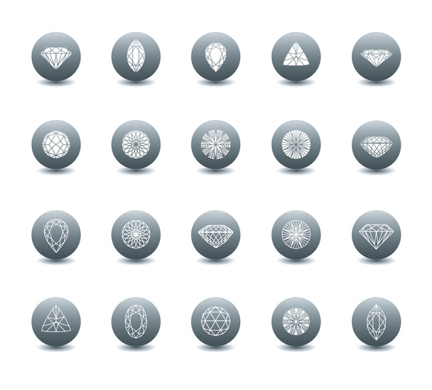 Conjunto vetorial de ícones de diamante
  - Vetor, Imagem