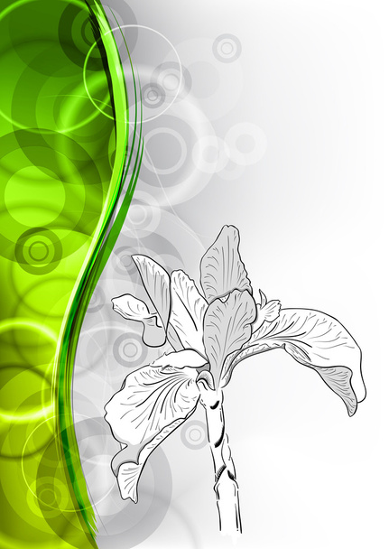 Flower with green wave - Διάνυσμα, εικόνα