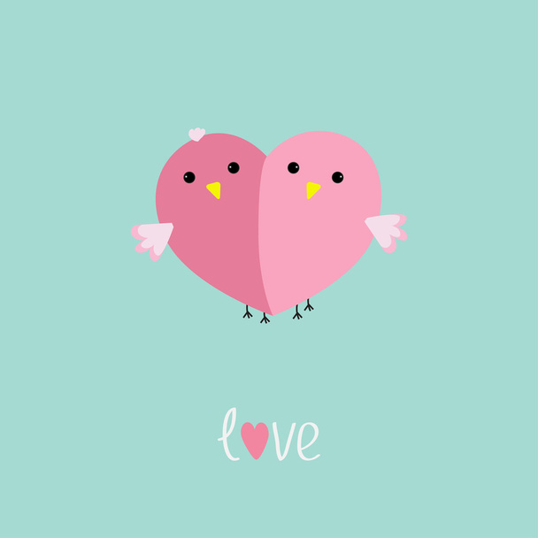 Two pink birds in shape of half heart - Vector, Imagen