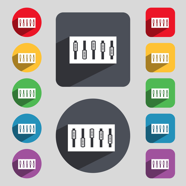 Dj console mix handles and button icon symbol. Современный дизайн с пространством для Вашего текстового вектора
 - Вектор,изображение