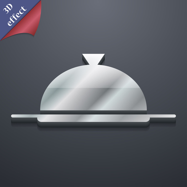 Food platter serving icon symbol. 3D style. Trendy, modern design with space for your text Vector - Διάνυσμα, εικόνα
