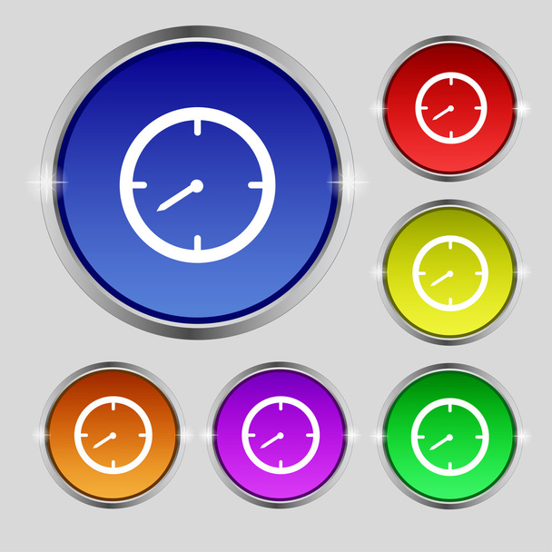 Timer sign icon. Stopwatch symbol. Set of colourful buttons. Vector - Vektor, Bild