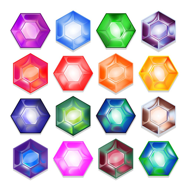 Vector set of colorful shiny jewels. - Διάνυσμα, εικόνα