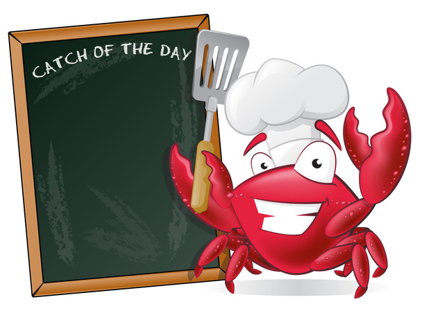 Cute Chef Crab with Spatula and Menu Board. - Vector, Image
