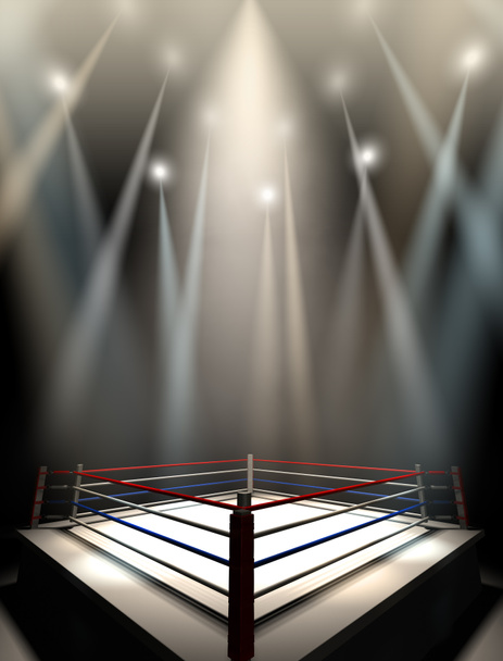 boksz ring spotlit sötét - Fotó, kép