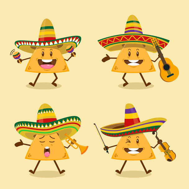 lindo dibujos animados nachos mariachi banda conjunto - Vector, imagen