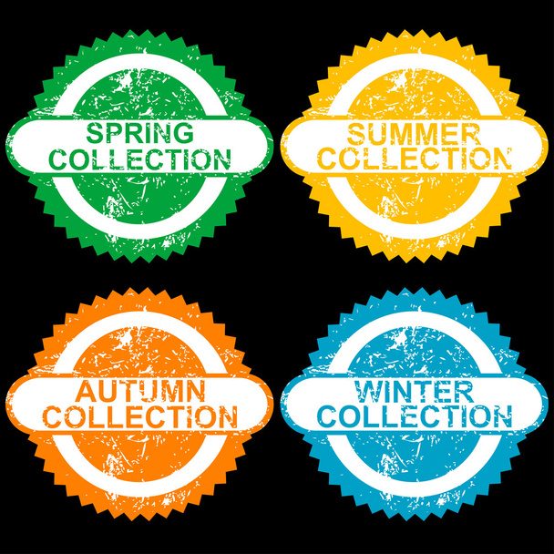 Selos Grunge com coleções
 - Vetor, Imagem