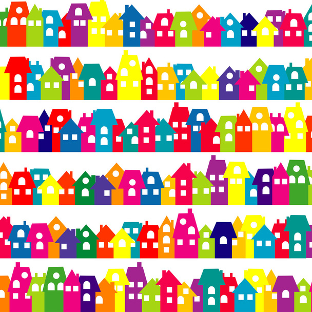 Doodle kolorowe domy - Wektor, obraz