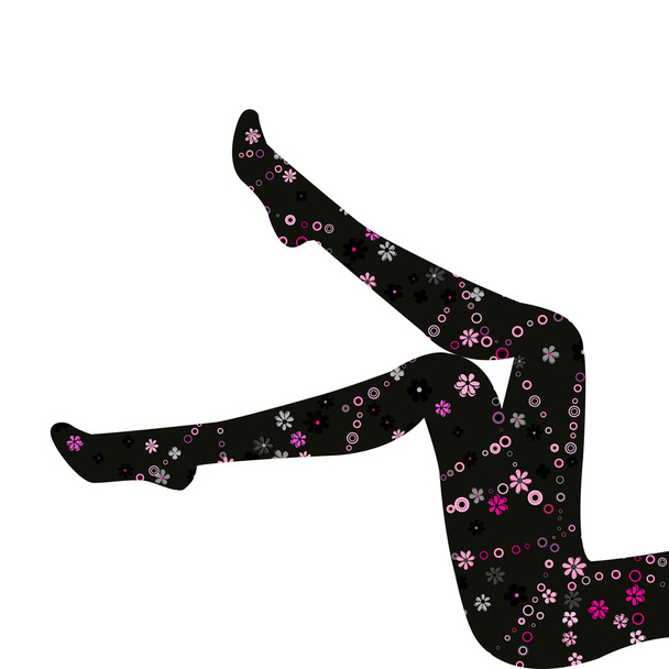 Floral stockings on Long legs - Vector, Image